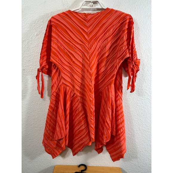 IC by Connie K Cardigan Women S Orange Textured Chevron Tie Open Sleeve - Picture 8 of 9